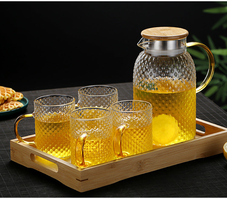 Insulated Glass Infuser Water Pitcher with White Design