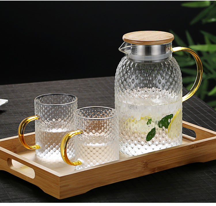 Insulated Glass Infuser Water Pitcher with White Design