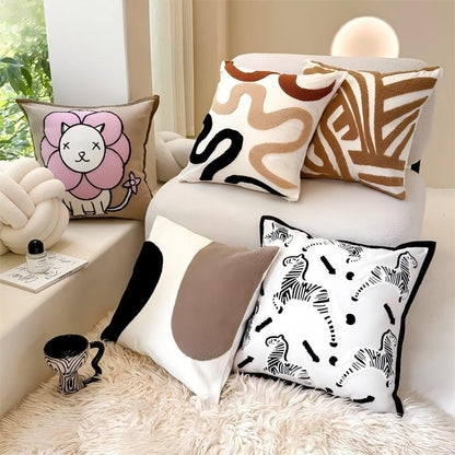 Fesara | Modern Living Room Sofa Cover | Plush Geometric Pattern Pillowcase - Fesara