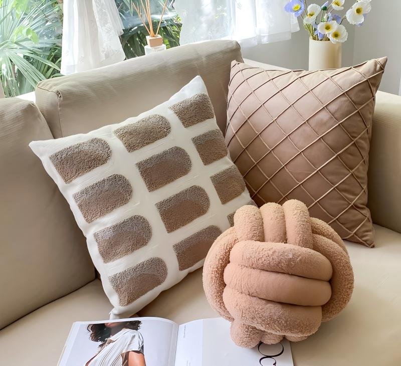 Fesara | Modern Living Room Sofa Cover | Plush Geometric Pattern Pillowcase