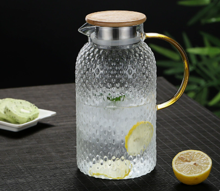 Insulated Glass Infuser Water Pitcher with White Design