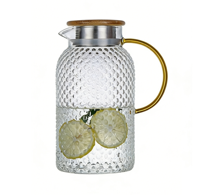 Insulated Glass Infuser Water Pitcher with White Design