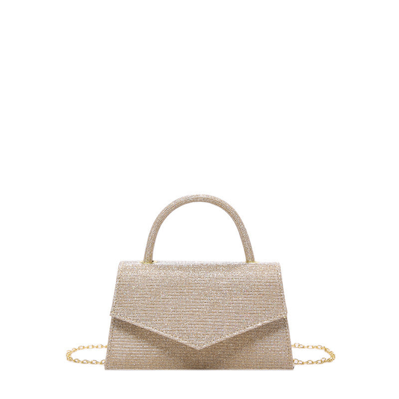 Elegant Small Ladies Bag with Glitter Pattern & Metal Strap