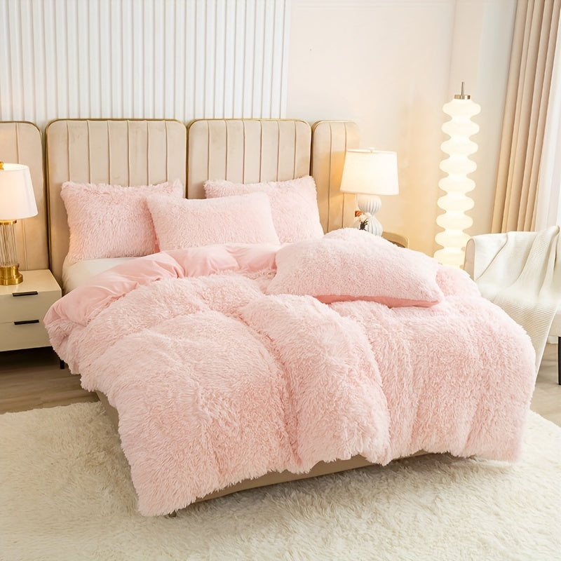 Cozy Fesara Plush Duvet Cover Set with Zipper