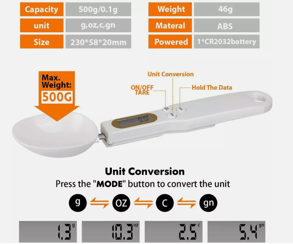 Digital Kitchen Spoon Scale for Easy Cooking Measurements