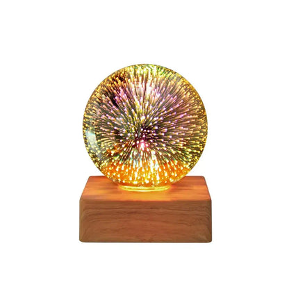 Colorful Glass Ball Table Lamp with Fireworks Glow Effect - Fesara