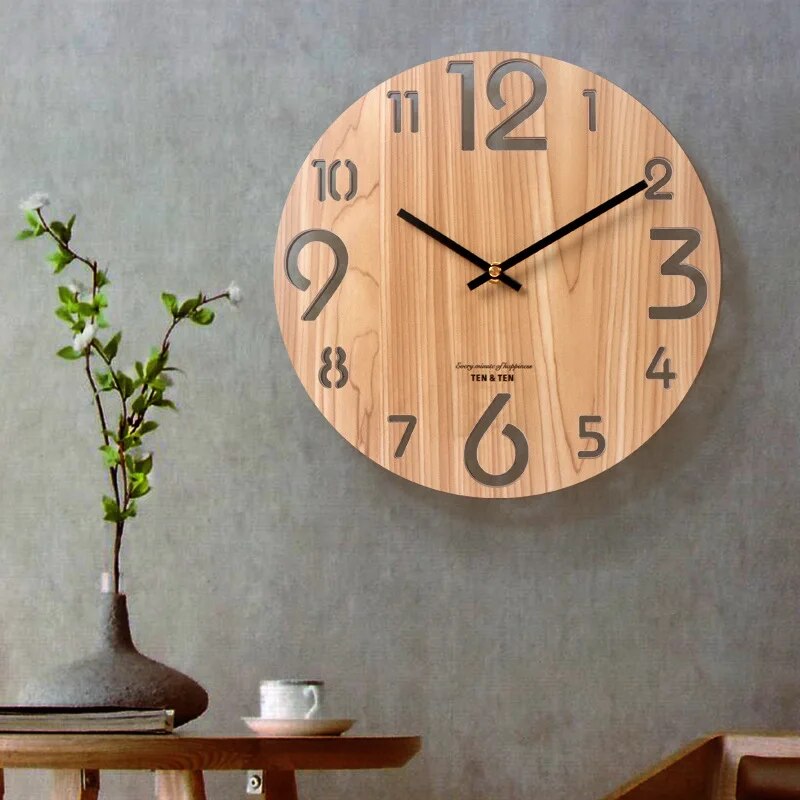 Rustic Wooden Decorative Wall Clock - Fesara