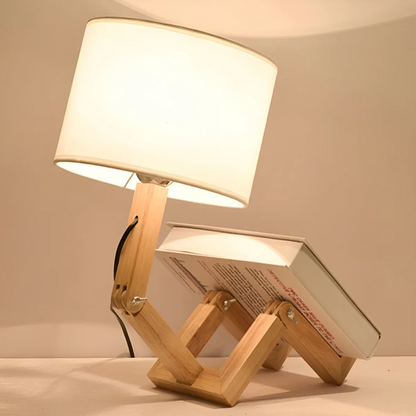 Stylish Wooden Desk Lamp With Linen Shade