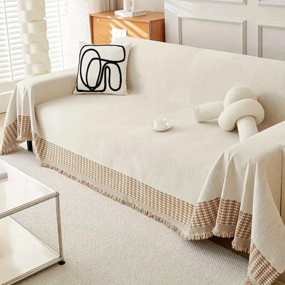 Cozy Home Furniture Protector Brown Tassel Sofa Cover - Fesara