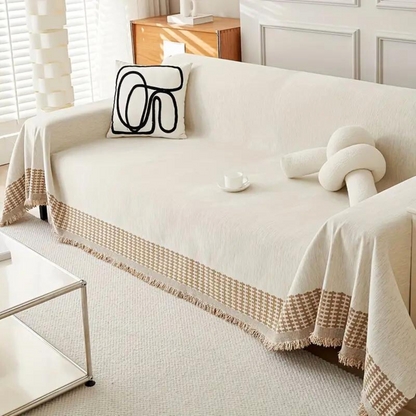 Cozy Home Furniture Protector Brown Tassel Sofa Cover - Fesara