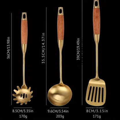 Premium Golden Cooking Utensil Set 6 Piece
