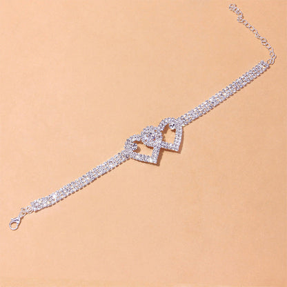 Sparkling Heart Double Chain Anklet