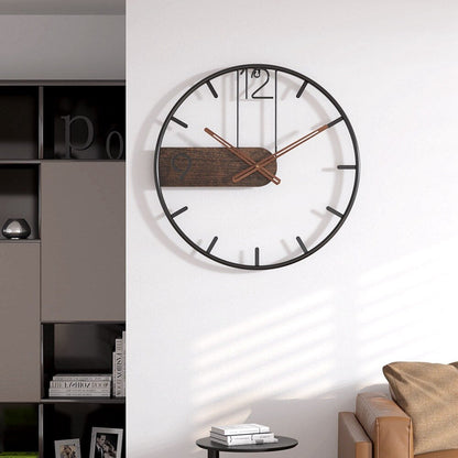 Rustic Wooden Wall Clock | Contemporary Metal Detail