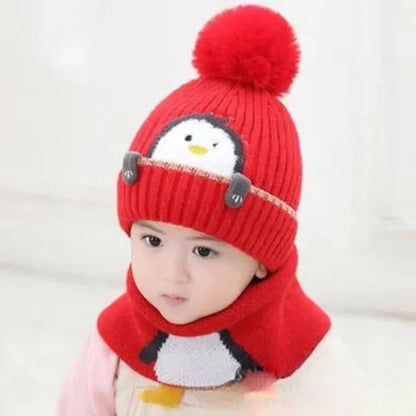 Cozy Animal Knit Hat and Scarf Set for Children