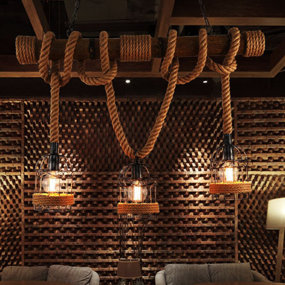Vintage Industrial Wooden Pendant Light