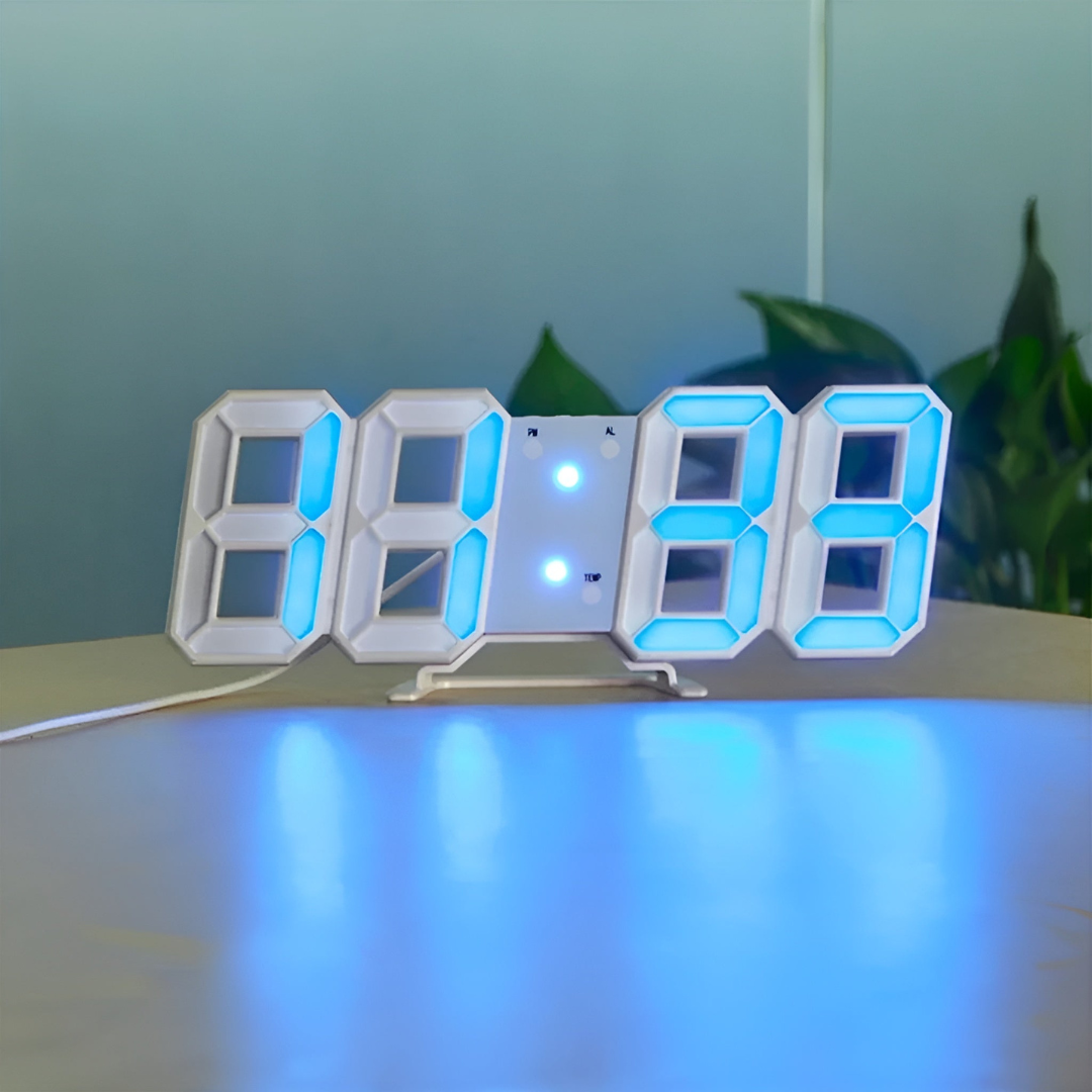 Stylish 3D LED Wall Clock – Large Digital Display
