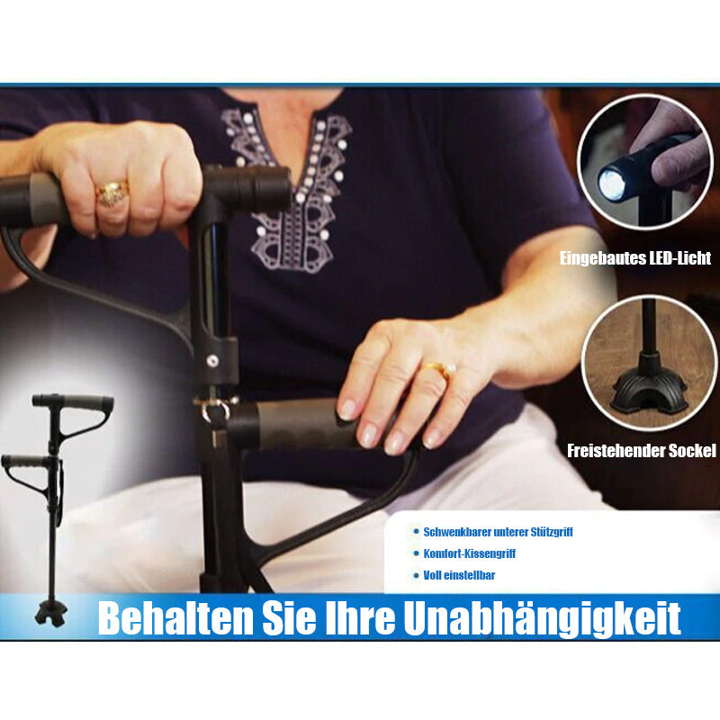 Foldable Walking Cane with LED Light and Grip Handle