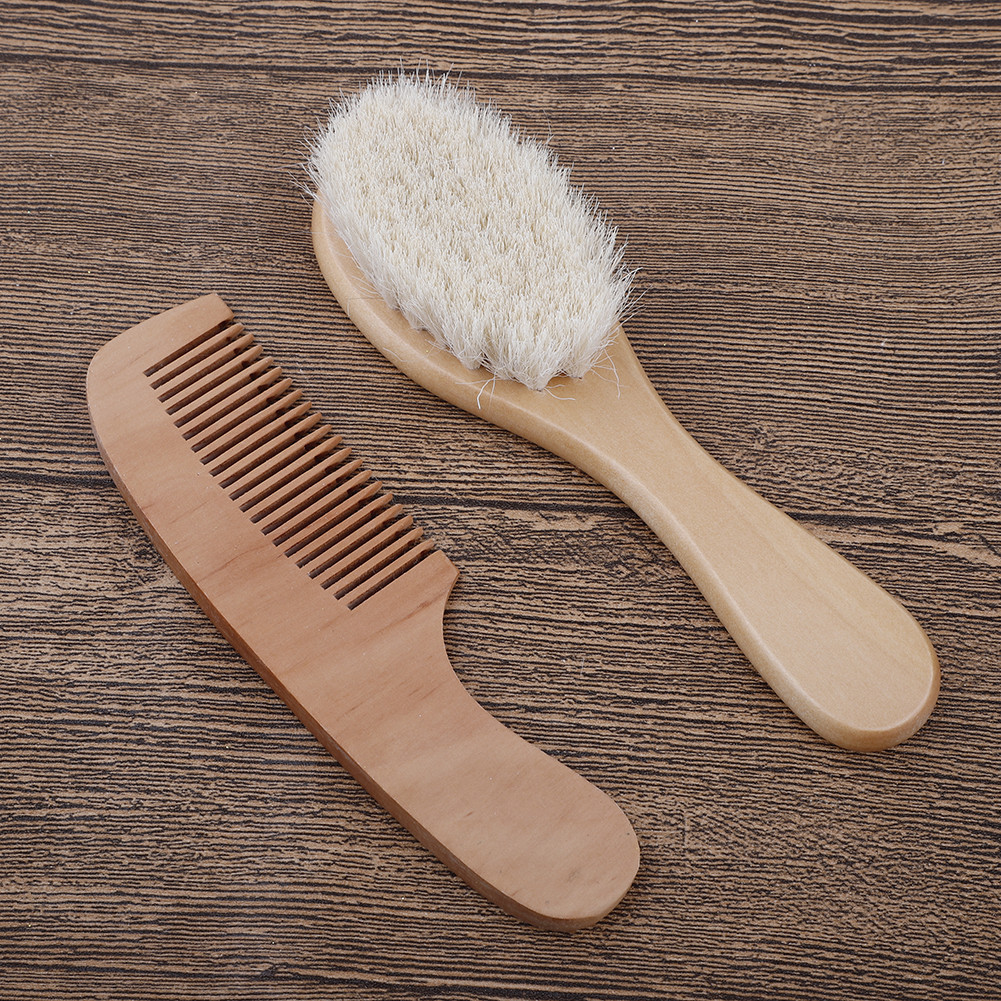 Gentle Baby Hair Brush Set - Soft Wooden Comb for Infants