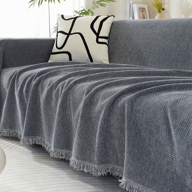 Soft Plush Throw Blanket with Tassels for Sofa