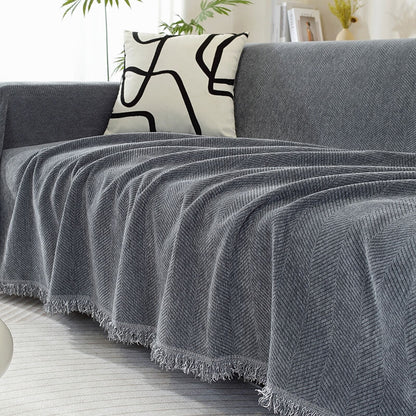 Soft Plush Throw Blanket with Tassels for Sofa