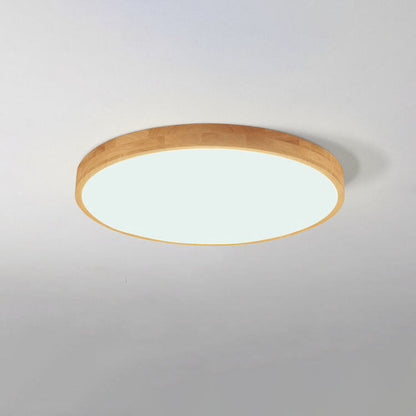 Slim Wooden Round LED Ceiling Light Fixture