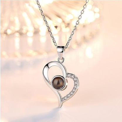 Romantic Heart Necklace with I Love You Message