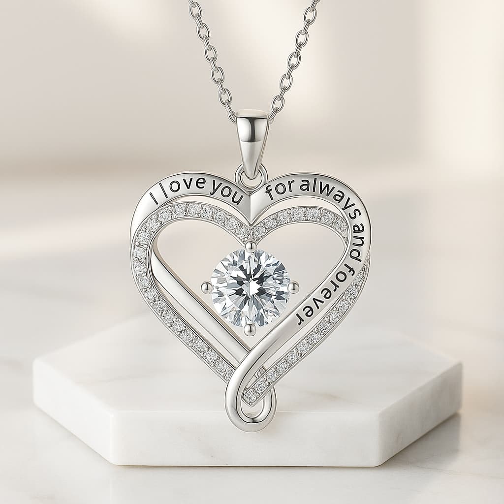 Romantic I Love You Forever Heart Necklace Gift