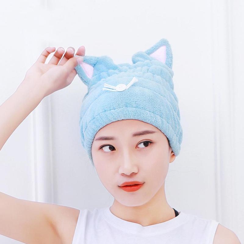 Adorable Kitty Soft Turban Towel Bath Cap