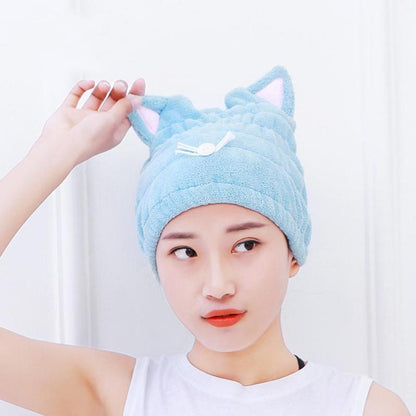 Adorable Kitty Soft Turban Towel Bath Cap