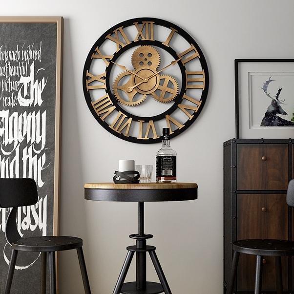 Large Vintage Metal Wall Clock with Quiet Quartz Mechanism - Fesara