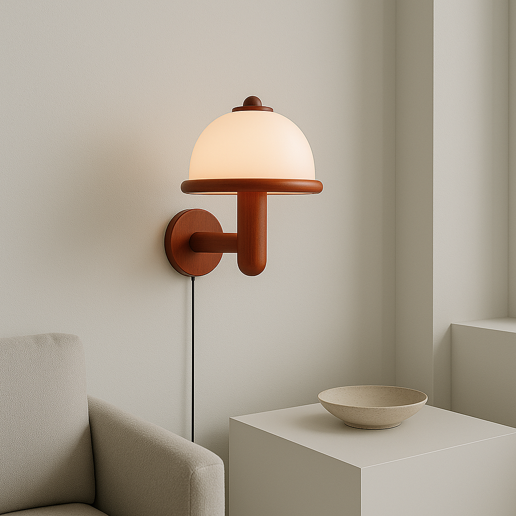 Rustic Wood Mushroom Table Lamp