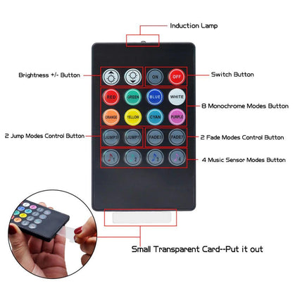 Colorful Car LED Strip Lights with Remote and Voice Control
