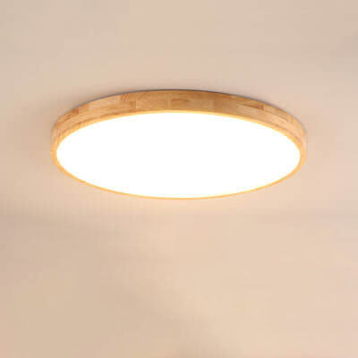 Slim Wooden Round LED Ceiling Light Fixture