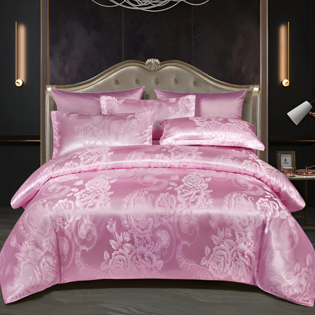 Soft Floral Pattern Satin Duvet Cover Set