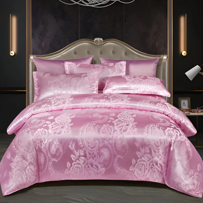 Soft Floral Pattern Satin Duvet Cover Set