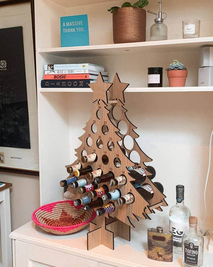 Wooden Christmas Tree Advent Calendar for Mini Liquor Bottles