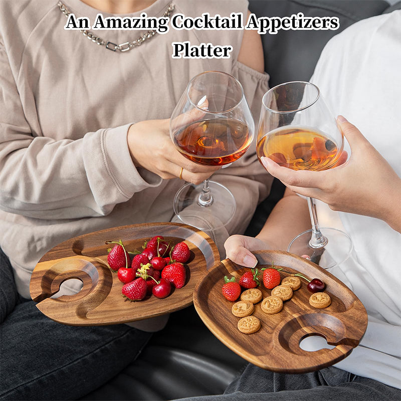 Stylish Snack Plate with Wine Glass Holder