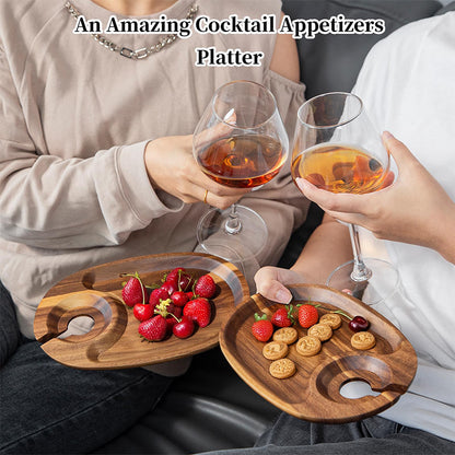 Stylish Snack Plate with Wine Glass Holder
