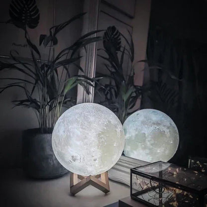 Fesara | Lunar Table Lamp with Remote Control and Wood Base