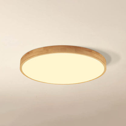 Slim Wooden Round LED Ceiling Light Fixture