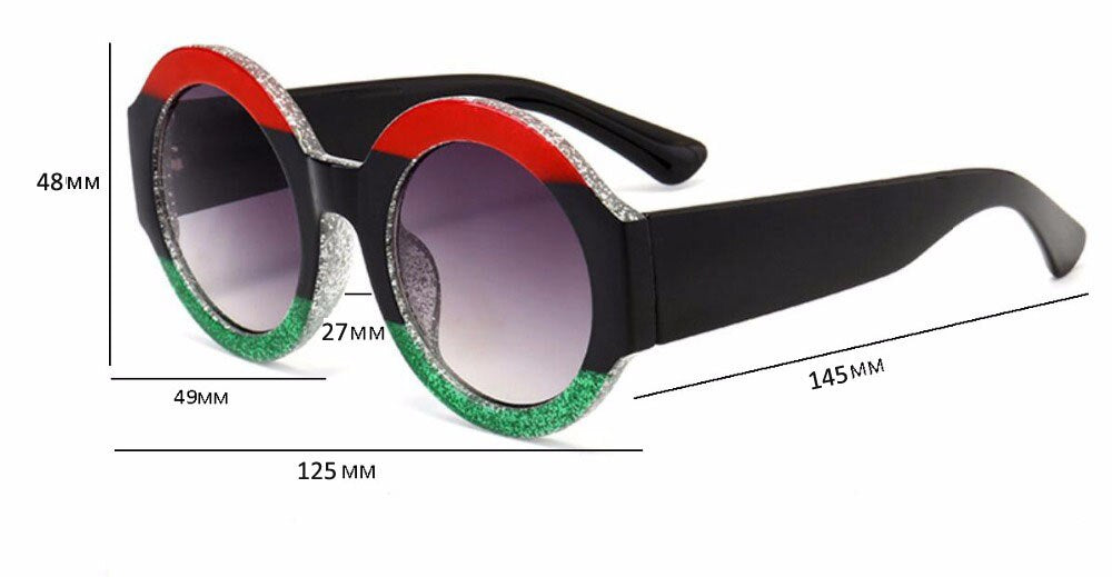 Stylish Red Green Circle Shade Sunglasses
