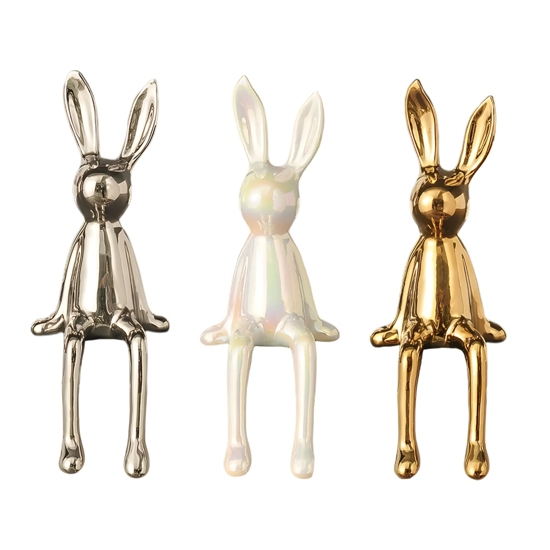 Glossy White Bunny Decoration Figurine
