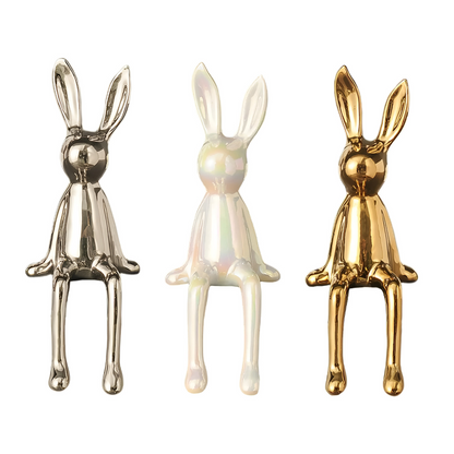 Glossy White Bunny Decoration Figurine