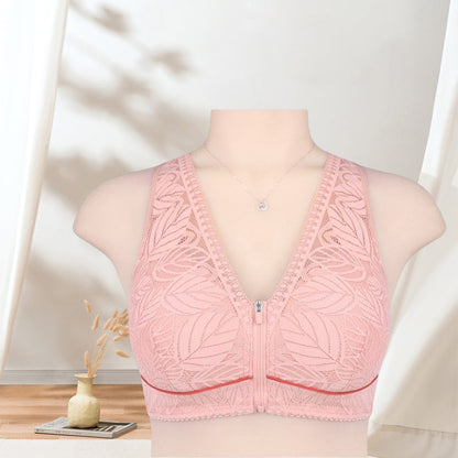 Simple Lace Bralette with Zip Front Closure