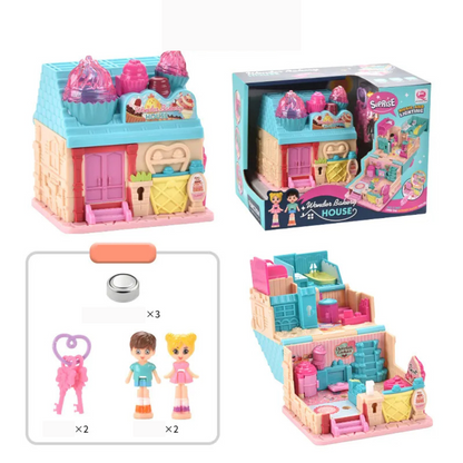 Mini Dollhouse Playset with Café and Rooms for Girls