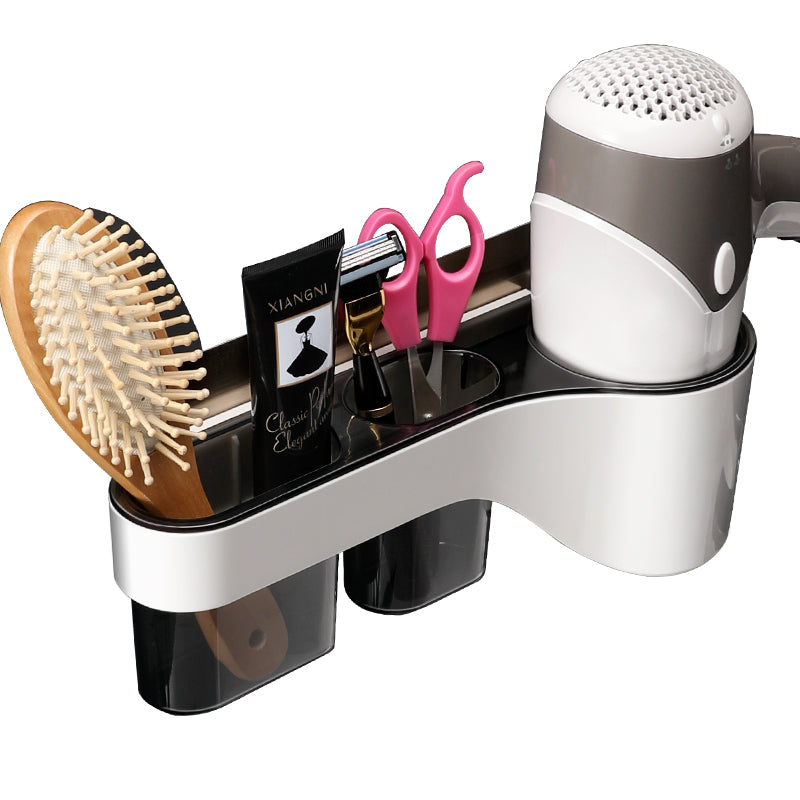 Space-Saving Bathroom Shelf with Storage for Hair Dryer