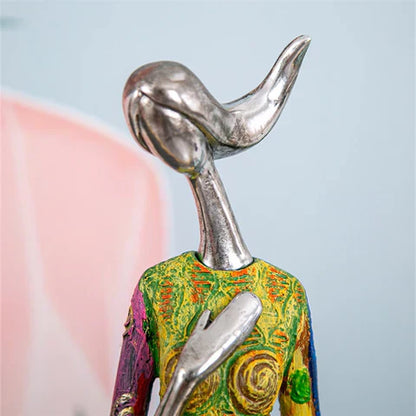 Vibrant Female Figurine Sculpture – Handmade Colorful Resin Art