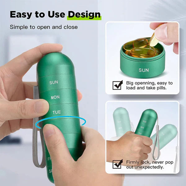 Waterproof Daily Pill Box with 7 Storage Compartments