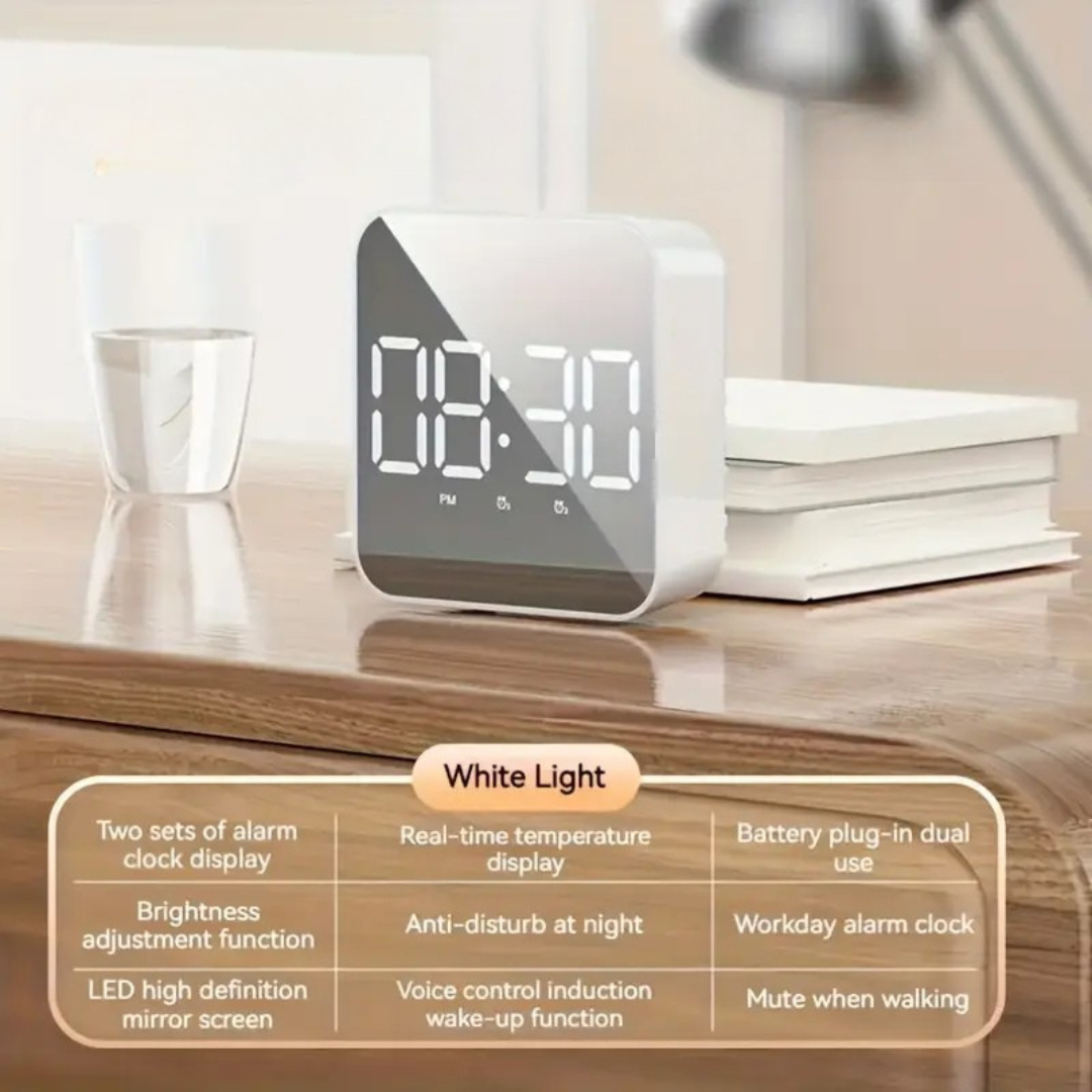 Wi-Fi Digital Alarm Clock with Voice Assistant and Temp Display