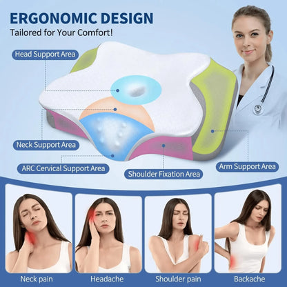 Contour Memory Foam Pillow - Ergonomic Support Neck Pillow
